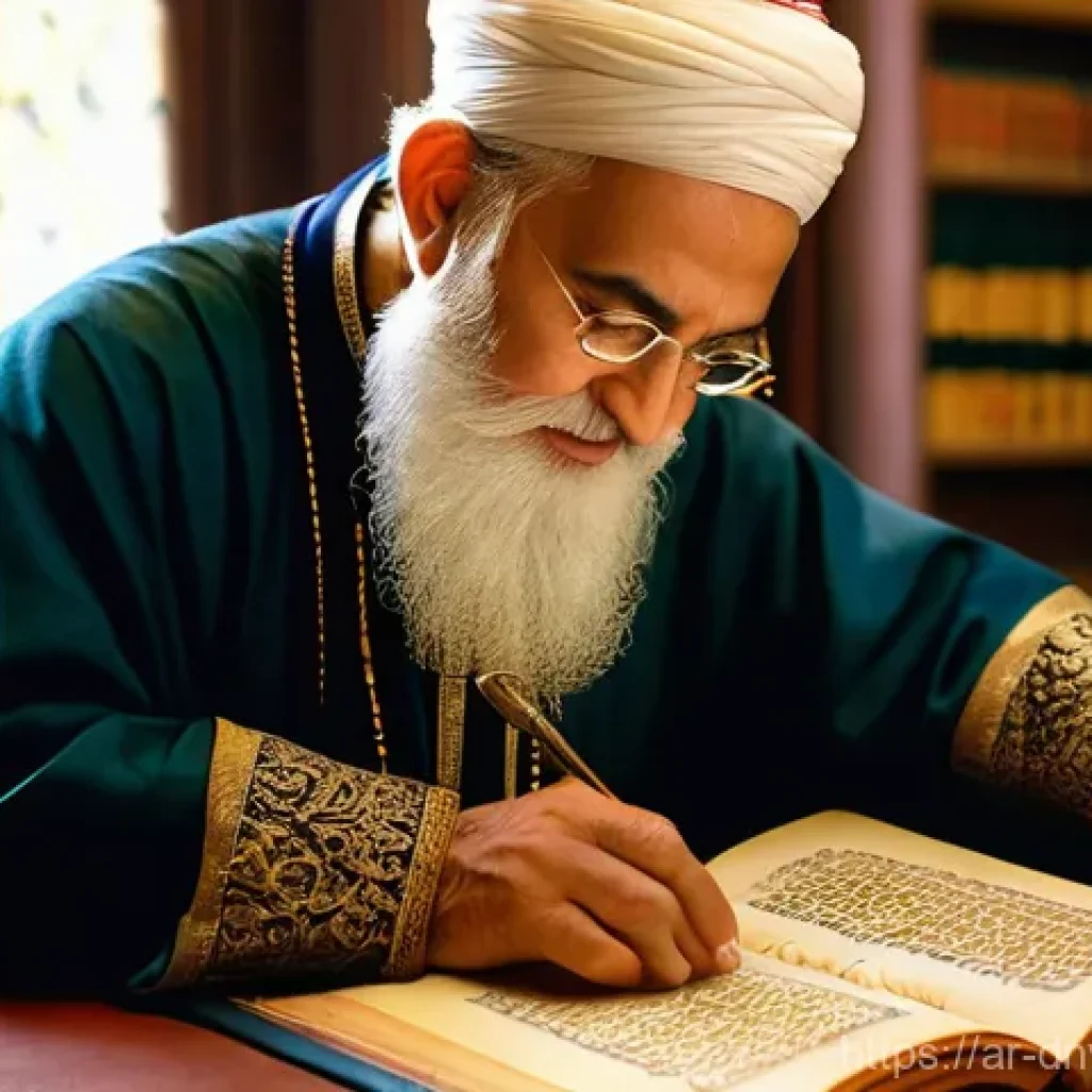 수집품의 역사적 가치 분석 - **Prompt:** A close-up, highly detailed shot of a wise, respectfully dressed elderly scholar, with a...