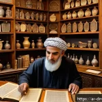 Home 18 수집품 투자 시 고려해야 할 현지 법규 - A detailed scene inside a traditional Middle Eastern antique shop filled with rare and legally certi...